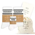 Produktbild: MeinBaby123® Geschenk zur Geburt Schwangerschaft, Baby Socken, Mama Socken, Papa Socken, Mommy Daddy Baby Socken, Geschenk Eltern, Babyparty