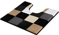 Produktbild: Kleine Wolke Badematte Caro, Höhe 25 mm, rutschhemmend beschichtet, fußbodenheizungsgeeignet, Kunstfaser, quadratisch, WC Vorleger mit Ausschnitt, Badteppich, modernes Karo-Muster, Pastell-Farben, waschbar