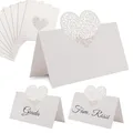 Produktbild: Tischkarten Herz Perlweiß 10er Set 9x6,5 cm - Hochzeit Deko Decoraparty