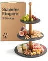 Produktbild: Praknu Etagere Schiefer Etagere 3 Stöckig - Akazienholz, Schiefer, (Packung, 1-tlg), Deko