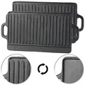 Produktbild: Rosenstein & Söhne Gusseiserne Wende-Grillplatte, 34 x 21 cm, 2er-Set