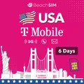Produktbild: Prepaid USA SIM-Karte 6 Tage. Unbegrenzte 5G-Daten Anrufe und SMS. T-Mobile-N...