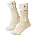 Produktbild: Steigenhöfer Manufaktur Trachtensocken für Herren und Damen – Socken mit Zopfmuster und Edelweißanstecker Oktoberfest Strümpfe aus Baumwolle für Männer & Frauen beige 47-48