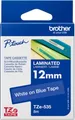 Produktbild: Schriftbandkassette Brother TZe-535, selbstklebend, L 8 m x B 12 mm, blau/weiß 71072