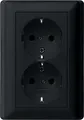 Produktbild: Gira 0783005 SCHUKO-Doppelsteckdose 16 A 250 V~ mit integriertem erhöhten Berührungsschutz (Shutter) und Vollplatte, System 55, schwarz matt