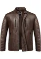 Produktbild: Amaci&Sons Herren Echtleder Jacke Biker Zipper Lederjacke 9105 Braun XXL