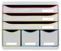 Produktbild: EXACOMPTA Schubladenbox Schubladenbox STOREBOX 6 offene Schubladen Weiss/Harlekin 306913D, Boxen stappelbar