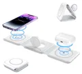 Produktbild: 3-In-1 Wireless Ladestation Kabellose Faltbar Induktives Ladegerät Magsafe Qi 15W Kompatibel Mit Apple Iphone 16, 15 Airpods  Smartwatch, Ladeständer Reagle