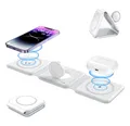 Produktbild: Reagle Faltbares Induktives Drahtloses Ladegerät 3IN1, 15W Ladestation für Telefon, Kopfhörer, Smartwatch Samsung S25 Travel Charging Station Für Apple Watch, Qi Standard