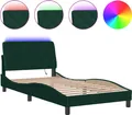 Produktbild: vidaXL Bettgestell mit LED ohne Matratze Dunkelgrün 100x200 cm Samt