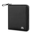 Produktbild: BROWN BEAR Geldbörse Reißverschluss Leder Schwarz Nappa für Damen & Herren | RFID-Schutz Portemonnaie mit Münzfach | Zip Geldbeutel Echtleder | BB Design 8009 BK
