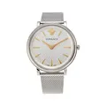 Produktbild: Versace V-Circle Uhr für Damen in der Farbe Silber mit Armband aus Edelstahl, Wasserdichtigkeit: 5 bar, Gehäusedurchmesser: 38 mm, VE81005 19