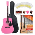Produktbild: Classic Cantabile WS-10PK Westerngitarre Starter-Set (Dreadnought-Style, 6 Saiten, 20 Bünde, inkl. Zubehörset, Gitarrentasche, Notenheft, Saiten, Plektren) pink
