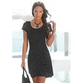 Produktbild: Sommerkleid BEACHTIME, Damen, Gr. 34, N-Gr, schwarz-weiß (schwarz, weiß, gepunktet), Jersey, Obermaterial: 95% Viskose, 5% Elasthan, gepunktet, figurbetont ca. Mitte Oberschenkel, Rundhals, Kleider, mit Pünktchenprint aus Jersey, T-Shirtkleid, Strandkleid