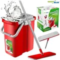 Produktbild: Wischmop Mop Bodenwischer Set 360° Teleskopstiel 2in1 flache Auflage flach - Rot