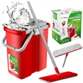 Produktbild: Bodenwischer Wischmop Mopp  Set 360 Teleskopstiel 2in1 Hands Free Eimer 8 Litern