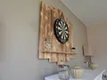 Produktbild: WDS Dartscheibe WOODEN Dartboard Surround, (Premium Dart-Wandschutz, Burned Look (Geflammt) oder Color Design), Optionaler Tablet-Halter