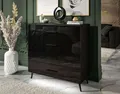 Produktbild: Kommode AURA 4S Schwarz/Schwarz Hochglanz mit schwarzen Beinen
