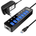 Produktbild: atolla USB Hub Aktiv 3.0 mit Netzteil, 7 Ports USB 3.0 Hub aktiver Datenhub mit Schalter und 1 Intelligenter Charging Port und 20W(5V/4A) Netzteil Adapter