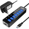 Produktbild: USB Verteiler mit 7 Datenanschlüssen und Ladefunktion