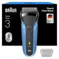 Produktbild: Braun Series 3 Elektrorasierer Herren, Rasierapparat mit 3 Flexiblen Klingen, 30 Minuten Akkulaufzeit, Elektrischer Nass- und Trockenrasierer für Männer – 310s, Blau