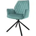 Produktbild: Esszimmerstuhl Aus Samt, Salbei, Wohnzimmerstuhl Mit Armlehne & Rückenlehne, Drehstuhl Auto-position, Polsterstuhl Mit Metallbeine, Ergonomische Sessel Drehbar, Küchenstuhl Loungesessel - Ml-design