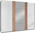Produktbild: Wimex Schwebetürenschrank Bern (3 Türen, Einlegeböden, Kleiderstangen, Spiegel, 1-St., moderne Optik, Metallgriffleisten, mit Spiegel) 313x64x210cm weiß artisan eiche Spiegel