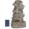 Produktbild: Blumfeldt Stonehenge Solarbrunnen, Inkl. Solarpanel, Lithium-ionen-akku (ca. 5h Laufzeit), Led-beleuchtung, Polyresin Frostbeständig, Für Drinnen Und Draußen Sand