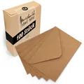 Produktbild: Japun – Briefumschläge (100 Stück) aus braunem vintage Kraftpapier, Kuvert, Umschlag ohne Fenster - DIN C6-162 x 114 mm