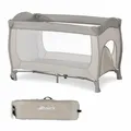 Produktbild: hauck Kinderreisebett Sleep N Play Go Plus mit Transporttasche, Rädern, Schlupf zum Spielen, Klein Zusammenklappbar, Baby Reisebett Kleinkind ab Geburt bis 15 kg (Beige)