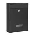 Produktbild: Wiltec Briefkasten schwarz V10 Postkasten mit Namensschild, großem Briefschlitz und 2 Schlüsseln Wandbriefkasten aus pulverbeschichtetem Stahl