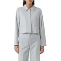 Produktbild: Jackenblazer COMMA, Damen, Gr. 42, grau (light grau), Web, Obermaterial: 69% Polyester, 29% Viskose, 2% Elasthan, unifarben, hüftbedeckend, Rundhals, Blazer, kurz, mit Hemdkragen und verdeckter Knopfleiste