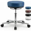 Produktbild: VERSEE Arbeitshocker Echtleder Blau – stufenlos höhenverstellbar 46–62 cm, 150 kg, ideal für Home-Office & Büro - Blau