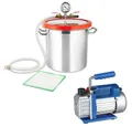 Produktbild: Mucola Vakuumbehälter Set 70 l/min Vakuumpumpe + 21,4L Vakuumkammer Unterdruckpumpe Vacuum, Edelstahl, (Stück, 2-tlg., Vakuumpumpe und -kammer), Deckel aus Edelstahl