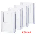 Produktbild: 4x helit Wand Prospekthalter DIN LANG hoch Dokumentenhalter glasklar 113x165mm
