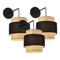 Produktbild: lux.pro Wandleuchte 3er Set Southampton 1-flammig Wandlampe in Rattanoptik 36 x 30 x 18 cm Wandstrahler für Flur Schlafzimmer aus Metall E14 Beige/Schwarz