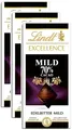 Produktbild: Lindt Excellence Edelbitter Mild 70% Cacao Schokolade - 3 Tafeln je 100 Gramm