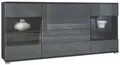 Produktbild: Vladon Sideboard Bari V2 (Kommode mit 2 Türen, 4 Schubladen und 2 flexible Glaseinlegeböden), Anthrazit matt/Grau Hochglanz (166,5 x 75,5 x 35)