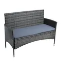 Produktbild: Gartenbank Rattan Gartenmöbel 2-Sitzer Polyrattan Sitzbank Sitzkissen Anthrazit