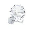Produktbild: WENKO Power-Loc LED Wandspiegel Lumi, Kosmetikspiegel mit 5-Fach Vergrößerung, Befestigen ohne Bohren, Batteriebetrieben, Spiegelfläche Ø 17,5 cm