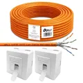 Produktbild: 50m Cat 7 Verlegekabel Netzwerkkabel 2 Netzwerkdose Cat6a Dose Lan S/FTP Kabel