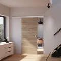 Produktbild: Tür Schiebetür Holz Wildeiche 755 Zimmertür Holztür Schiebetürsystem -  Griffmuschel+2seitiger Softclose