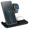 Produktbild: Grundig 3-in-1 Ladestation Apple Watch und iPhone – Kabelloses Ladegerät mit Schnellladefunktion für Smartphone, Smartwatch, Kopfhörer – Wir... - Schwarz