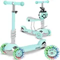 Produktbild: Ricokids 3-in-1-Laufroller für Kinder – Roller DREI Rollen - Kinderroller 3 Räder – Kinderroller ab 3 Jahre – Kleinkindroller – 27,5 x 55,5 x 78,5 cm - Farbe: Mint