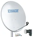 Produktbild: Schwaiger SAT Anlage Stahl 55cm Set Twin LNB ASTRA EUTELSAT HD tauglich hellgrau