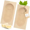 Produktbild: 2X HOFMEISTER® Butterform, für 250 g Butter, 19 cm, Eule, handgeschnitzt in Deutschland, Butter-Form zum Dekorieren, eckige Sturz-Form, Butter-Model aus heimischem Ahorn-Holz