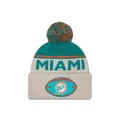 Produktbild: New Era Miami Dolphins NFL 2024 Sideline Historic Sport Knit Beige Türkis Bommelmütze - One-Size