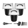 Produktbild: ledscom.de Bodeneinbaustrahler REJA für außen Edelstahl eckig IP67 inkl. GU5.3 LED (warmweiß, 18,51W, je 430lm, 100°) 3er Set