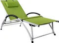 Produktbild: ALEOS. Gartenliege Sonnenliege Fitnessliege stabile Aluminium Konstruktion mit atmungsaktiven Kunststoffgewebe und Kopfpolster FIT-GRÜN