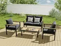 Produktbild: MeXo Gartenlounge-Set Balkonmöbel Set für 3-4 Personen, (Gartenmöbel Set aus Aluminium, 4-tlg., Belastbarkeit pro Sitzplatz 140 kg), wetterfeste Terrassenmöbel Lounge